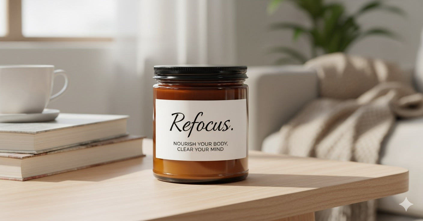 Refocus Premium Scented Soy Candles with Black Lid, (4 and 9oz)