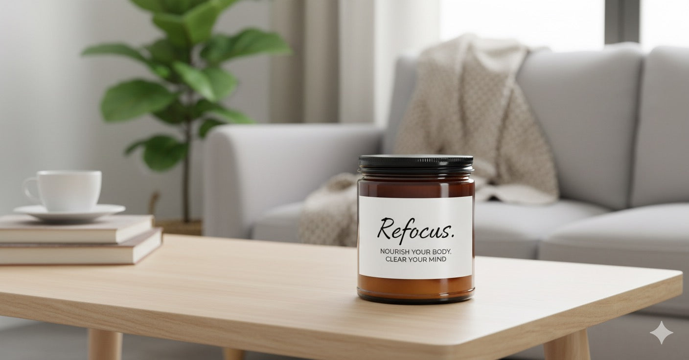 Refocus Premium Scented Soy Candles with Black Lid, (4 and 9oz)